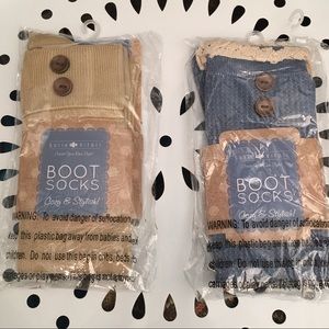 Sofia Vitali 2 Pair Boot Socks Blue & Tan NWT